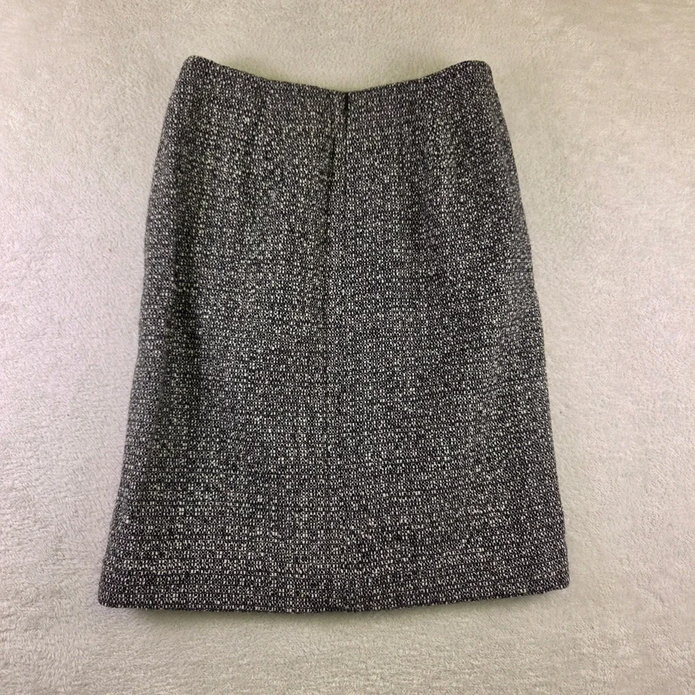 Eddie Bauer Womens Black White Wool Blend Tweed A-Line Skirt Size 8 Professional